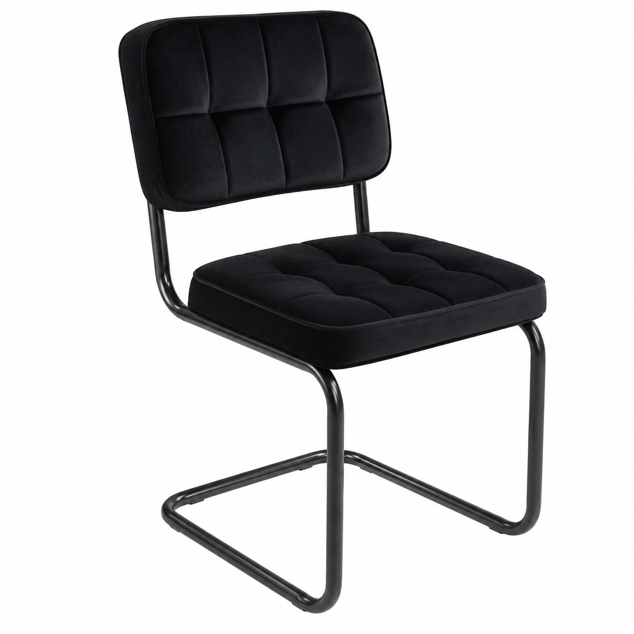 Chaise, en métal et velours, coloris noir, pour la salle à manger ou la cuisine