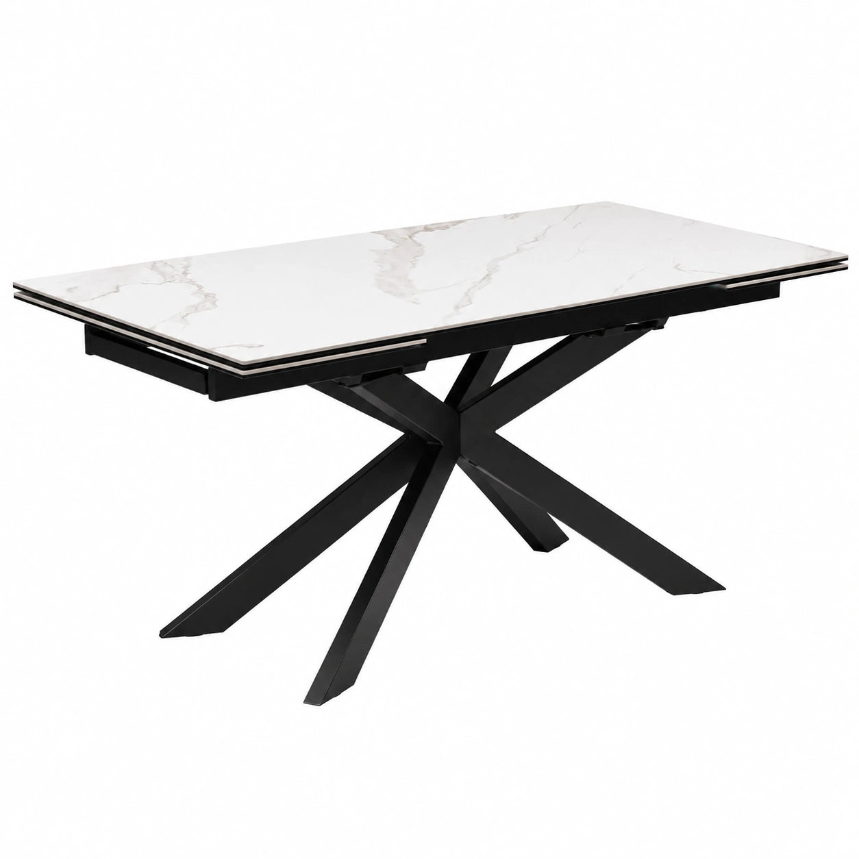Table, en verre trempé, extensible, coloris blanc, pour les espaces de vie