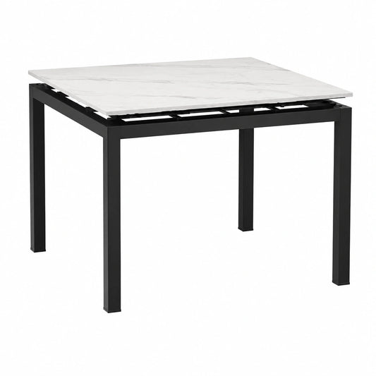 Table à manger, en métal, extensible, coloris noir et blanc, pour la salle à manger