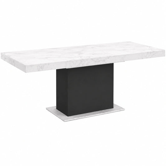 Table à manger, extensible, coloris noir et blanc, pour la salle à manger