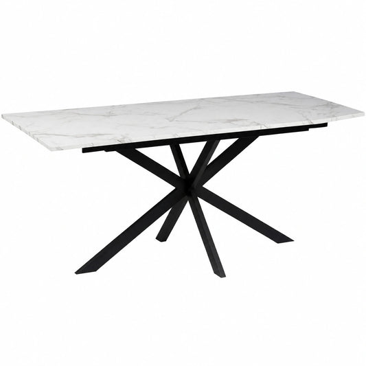 Table à manger, extensible, coloris noir et blanc, pour la salle à manger