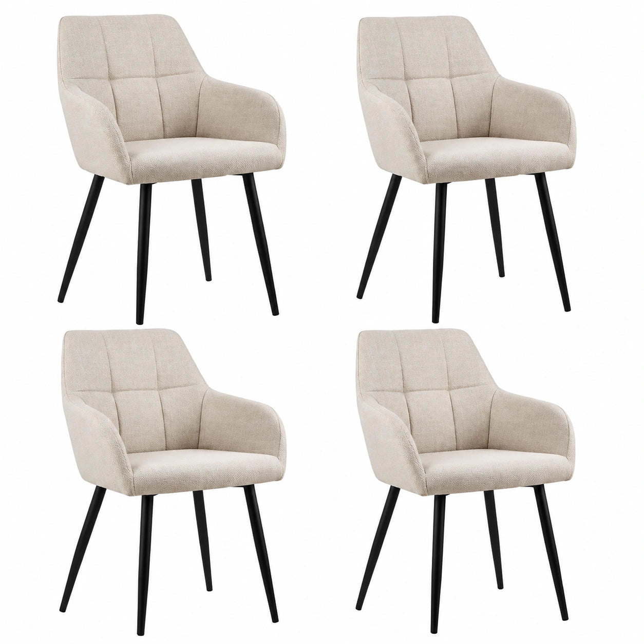 Chaise, en métal et tissu, coloris beige, pour la salle à manger ou la cuisine