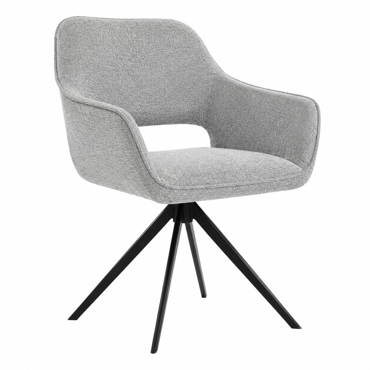 Chaise, en métal et tissu, pivotant, coloris gris, pour la salle à manger ou la cuisine