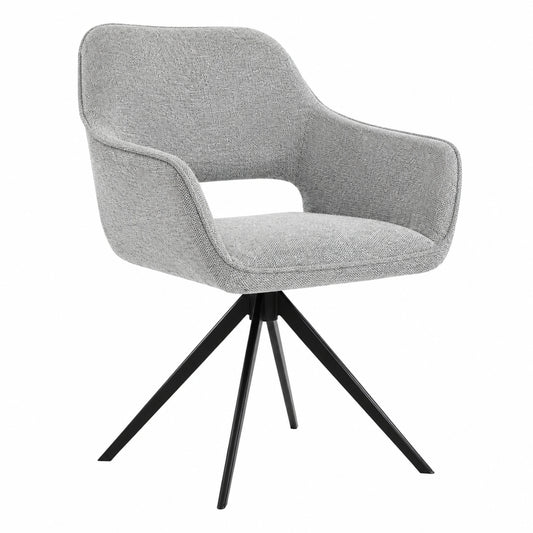 Chaise, en métal et tissu, pivotant, coloris gris, pour la salle à manger ou la cuisine