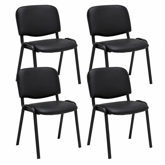 Chaise, en métal et similicuir, coloris noir, pour la salle à manger ou la cuisine