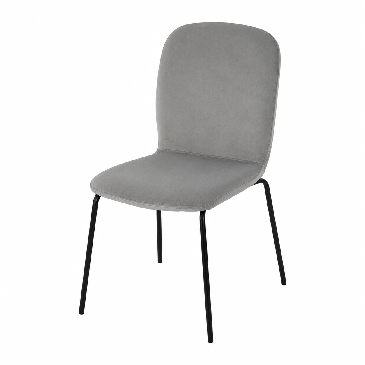 Chaise, rembourré, en métal et velours, coloris gris, pour la salle à manger ou la cuisine