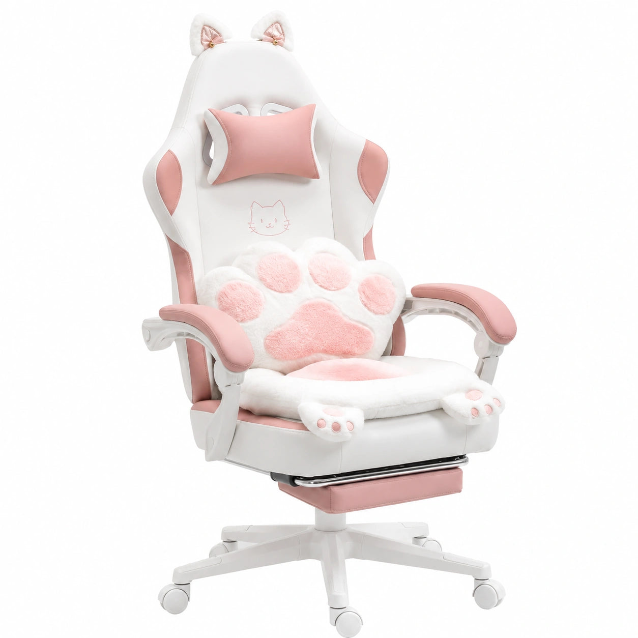 Chaise de bureau, réglable, en tissu, coloris rose, pour l’espace de travail