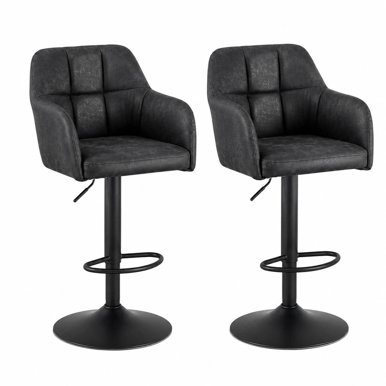 Chaise, pivotant, réglable, en cuir, coloris gris, pour la salle à manger ou la cuisine