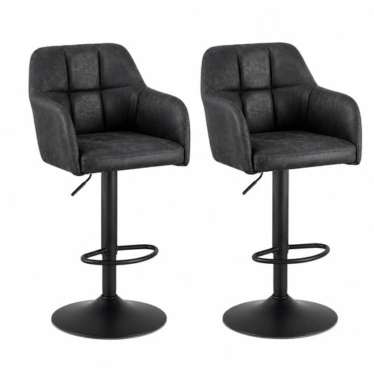 Chaise, pivotant, réglable, en cuir, coloris gris, pour la salle à manger ou la cuisine