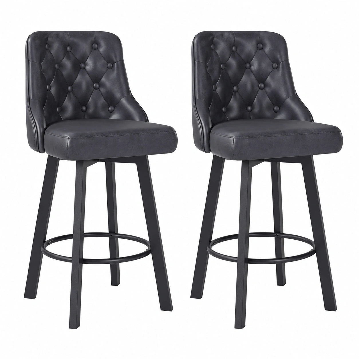 Chaise, en cuir, coloris noir, pour la salle à manger ou la cuisine